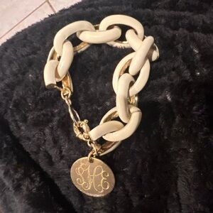 Chic Gold and Cream Chain Bracelet
